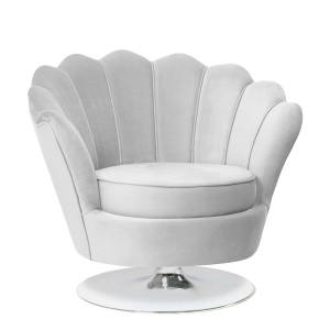 FOTOLIU CONFORTABIL ROTATIV SWIVEL SHELL, GRI/CROM, TAPITERIE DIN CATIFEA SI PICIOR DIN METAL, STIL MODERN
