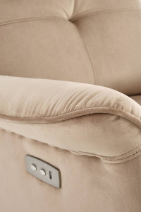 FOTOLIU CONFORTABIL SEMIR, BEJ, TAPITERIE DIN CATIFEA, CU FUNCTIE DE RABATARE SI PORT USB, STIL MODERN - Img 5