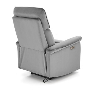 FOTOLIU CONFORTABIL SEMIR, GRI, TAPITERIE DIN CATIFEA, CU FUNCTIE DE RABATARE SI PORT USB, STIL MODERN - Img 7