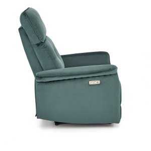 FOTOLIU CONFORTABIL SEMIR, VERDE, TAPITERIE DIN CATIFEA, CU FUNCTIE DE RABATARE SI PORT USB, STIL MODERN - Img 3