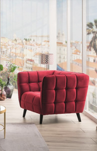 FOTOLIU CONFORTABIL STIL CASTELLO 1, BORDO BLUVEL 59/WENGE, TAPITERIE DIN CATIFEA SI PICIOARE DIN LEMN