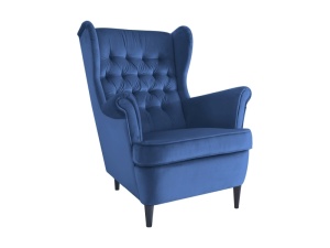 FOTOLIU CONFORTABIL STIL HARRY, ALBASTRU BLUVEL 86/WENGE, TAPITERIE DIN CATIFEA SI PICIOARE DIN LEMN
