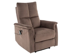FOTOLIU CONFORTABIL STIL NEPTUN M, CAPPUCCINO BLUVEL 38, TAPITERIE DIN CATIFEA, CU FUNCTIE DE MASAJ, RABATARE SI PORT USB INCORPORAT