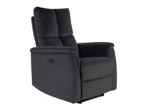FOTOLIU CONFORTABIL STIL NEPTUN, NEGRU BLUVEL 19, TAPITERIE DIN CATIFEA, CU FUNCTIE DE RABATARE SI PORT USB INCORPORAT