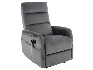 FOTOLIU CONFORTABIL STIL SOLON VELVET, GRI BLUVEL 14, CU FUNCTIE DE MASAJ, RABATARE SI PORT USB INCORPORAT