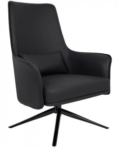 FOTOLIU CONFORTABIL VICTOR, NEGRU, PIELE ECOLOGICA SI METAL, STIL MODERN