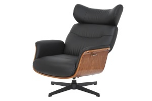 FOTOLIU ELEGANT DE RELAXARE ROTATIV, CU SPATAR REGLABIL, VOGUE, DIN METAL, FURNIR SI PIELE ECO, CULOARE MARO/NEGRU, INVICTA INTERIOR