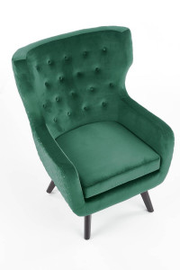 FOTOLIU MARVEL, VERDE INCHIS/NEGRU, TAPITERIE DIN STOFA FINA SI PICIOARE DIN LEMN MASIV, STIL CLASIC - Img 3