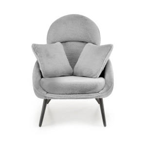 FOTOLIU MERRY, GRI/NEGRU, TAPITERIE DIN TEXTIL PLUSAT SI PICIOARE DIN METAL, STIL MODERN - Img 5