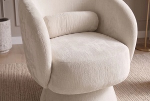 FOTOLIU ROTATIV BOSSA NOVA, REALIZAT DIN LEMN SI TEXTIL CHENILLE , CULOARE BEJ, INVICTA INTERIOR - Img 2