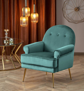 FOTOLIU SANTI, VERDE INCHIS/AURIU, TAPITERIE DIN CATIFEA SI PICIOARE DIN METAL, STIL MODERN