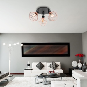 Lampă metalică loft plafon trandafir negru APP536-3C - Img 4
