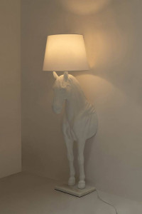 LAMPADAR KON HORSE STAND M, ALB, DIN FIBRA DE STICLA, MARMURA SI TEXTIL, STIL MODERN - Img 4