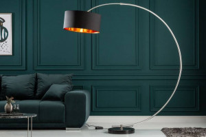 LAMPADAR PYTHON 190CM DIN METAL SI TEXTIL, NEGRU/AURIU, COD 5758 - Img 2