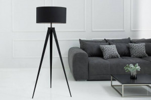 LAMPADAR TRIPOD NEGRU 142CM DIN TEXTIL SI METAL COD 38683 - Img 2