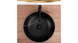 LAVOAR REA FIBO, 40,5 CM, EFECT DE MARMURA NEAGRA MATA, DIN CERAMICA, CALITATE SUPERIOARA - Img 4