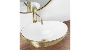 LAVOAR REA SOFIA, ALB/AURIU PERIAT, 41 CM, DIN CERAMICA, CALITATE SUPERIOARA