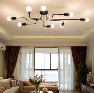 LUSTRA AGARO 8 AGARO APP015-8CW, 120x69 cm, NEGRU, DIN OTEL SI METAL DE INALTA CALITATE, STIL MODERN, TU - Img 6