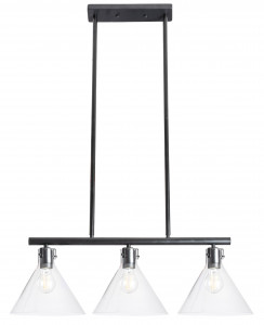 LUSTRA CU 3 BECURI APP318-3CP, 108x77 cm, NEGRU SI ARGINTIU, DIN STICLA SI METAL DE INALTA CALITATE, STIL MODERN, TU