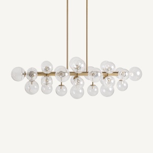 LUSTRA DEOSEBITA FREYA 133CM, REALIZATA DIN METAL SI STICLA, CULOARE BRONZ/TRANSPARENT, VICAL HOME