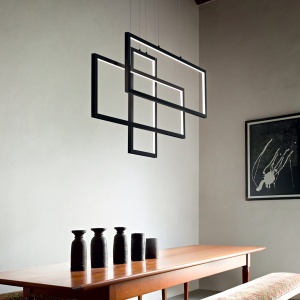 LUSTRA FRAME SP RETTANGOLO, NEGRU MAT, DIN METAL, STIL MODERN - Img 2
