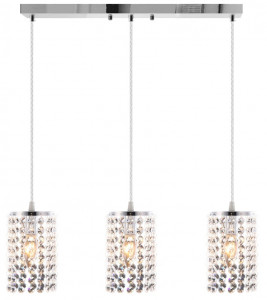 LUSTRA GLAMOR CRYSTAL APP732-3CPR, 27x103 cm, ARGINTIU, DIN METAL DE INALTA CALITATE SI CRISTALE, STIL MODERN, TU
