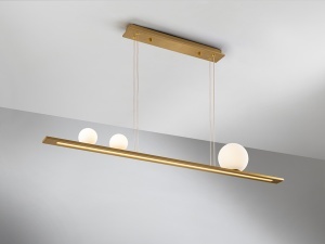 LUSTRA LIVING MILA 120CM, REALIZATA DIN METAL SI LED, FINISAJ AURIU/ALB, STIL MODERN