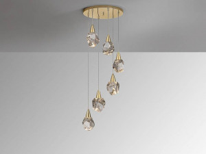 LUSTRA/PLAFONIERA AQUARIA, 39 CM, AURIU MAT/TRANSPARENT, DIN METAL SI STICLA, STIL MODERN - Img 3