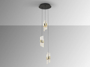 LUSTRA/PLAFONIERA ILIADA, 25 CM, NEGRU MAT/AURIU, DIN METAL SI ACRIL, STIL MODERN - Img 3