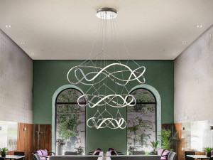 LUSTRA/PLAFONIERA MOLLY, SCHULLER, CU TELECOMANDA, 130/340 CM, CROM/OPAL, DIN METAL, ALUMINIU SI SILICON, STIL MODERN - Img 3