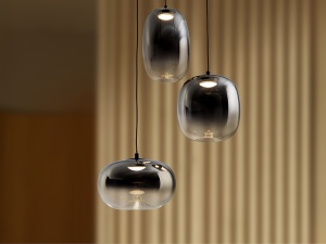 LUSTRA/PLAFONIERA ONICE, 35/220 CM, NEGRU MAT/FUMURIU, DIN METAL SI STICLA, STIL MODERN - Img 2