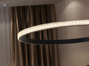 LUSTRA/PLAFONIERA RING, 61 CM, NEGRU MAT/TRANSPARENT, DIN METAL, ALUMINIU SI SILICON, STIL MODERN - Img 3