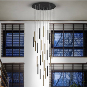 LUSTRA/PLAFONIERA SCHUULER, VARAS, CU TELECOMANDA, 60/300 CM, NEGRU MAT/AURIU/OPAL, DIN METAL SI ACRIL, STIL MODERN