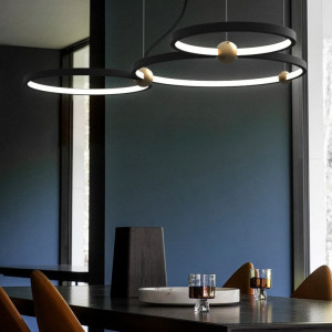 LUSTRA RING 3 LED, APP752-30-40-50, 110x97 cm, NEGRU SI AURIU, DIN METAL DE INALTA CALITATE, STIL MODERN, TU - Img 7