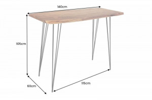 MASA DE BAR 140CM, MAMMUT, DIN LEMN MASIV SI METAL, COD 43670, DESIGN INDUSTRIAL - Img 4