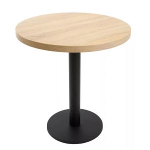 Masă de cafenea rotunda 68cm, culoare stejar sonoma, metal si furnir laminat
