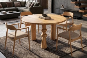 MASA DE DINING ARTE ROTUNDA 120CM, REALIZATA DIN LEMN MASIV DE MANGO, DE CULOARE NATUR