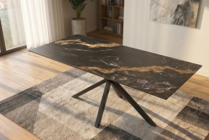 MASA DE DINING GALAXIE 180CM, DIN METAL SI CERAMICA, CULOARE AURIU/NEGRU, INVICTA INTERIOR - Img 4