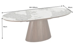 Masă de dining UNIQUE, extensibilă de la 160 la 200 cm, aspect lemn de nuc, blat ceramic cu aspect de piatră naturală - Img 7