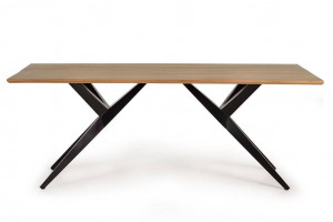 MASA DINING 200CM, MARO/NEGRU, LEMN MASIV DE ACACIA SI METAL, GINER Y COLOMER - Img 2