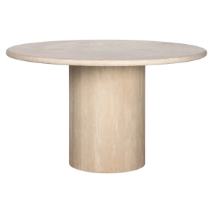 MASA DINING ALEXANDER JONES 130Ø, RENAISSANCE, 212246, CONFECTIONATA DIN METAL, MDF SI TRAVERTIN, BEJ, STIL MODERN