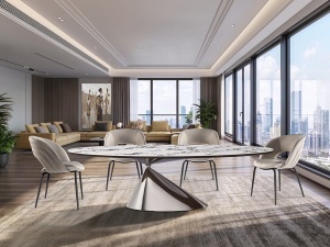 MASA DINING/BIROU EXCLUSIVE 270CM, REALIZATA DIN METAL, MDF SI CERAMICA, DESIGN MODERN, PRODUS DE LUX