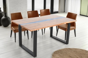 MASA DINING, COAST 160CM, DIN LEMN DE SALCAM, RASINA EXPOXIDICA SI PICIOARE DIN METAL, ARTIM GROUP SELECTION