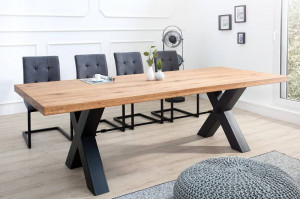 MASA DINING DIN LEMN MASIV 200CM, THOR, COD 41183, STEJAR SI CADRUL DIN METAL, STIL INDUSTRIAL