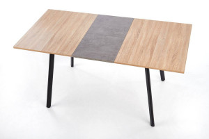 MASA DINING EXTENSIBILA ALBON, STEJAR SONOMA/GRI/NEGRU, 120/160 CM, BLAT DIN MDF SI PICIOARE DIN METAL, STIL MODERN - Img 2