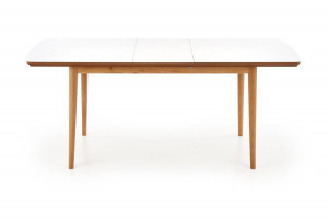 MASA DINING EXTENSIBILA BRADLEY, ALB/STEJAR LEFKAS, 140/185 CM, BLAT DIN MDF SI PICIOARE DIN LEMN MASIV, STIL CLASIC - Img 6