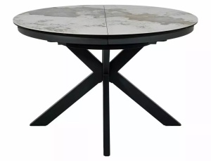 MASA DINING EXTENSIBILA CERAMIC, 120/160 CM, ALB LUCIOS/NEGRU MAT, CONFECTIONATA DN METAL, CERAMICA SI STICLA SECURIZATA - Img 7