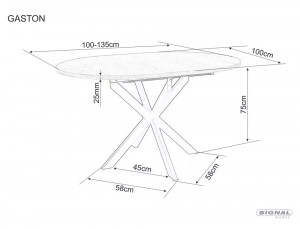 MASA DINING EXTENSIBILA GASTON, 100/135 CM, NUC/NEGRU, BLAT DIN MDF SI PICIOARE DIN METAL, STIL MODERN - Img 6