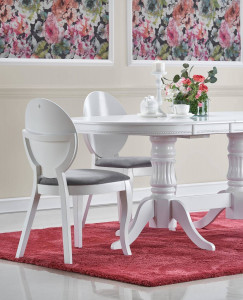 MASA DINING EXTENSIBILA JOSEPH, ALBA, 150/190 CM, BLAT DIN MDF SI PICIOARE DIN LEMN MASIV, STIL CLASIC - Img 3
