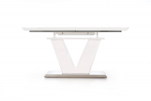 MASA DINING EXTENSIBILA MISTRAL, ALB/CROM, 160/220 CM, BLAT DIN MDF LACUIT SI PICIOR DIN METAL, STIL MODERN - Img 4